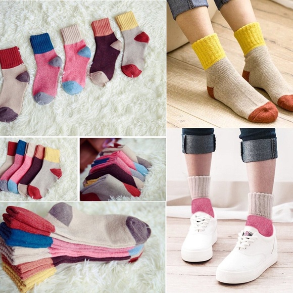 5 Pairs a set Womens Winter Knit Crew Socks - Picture 5 of 8